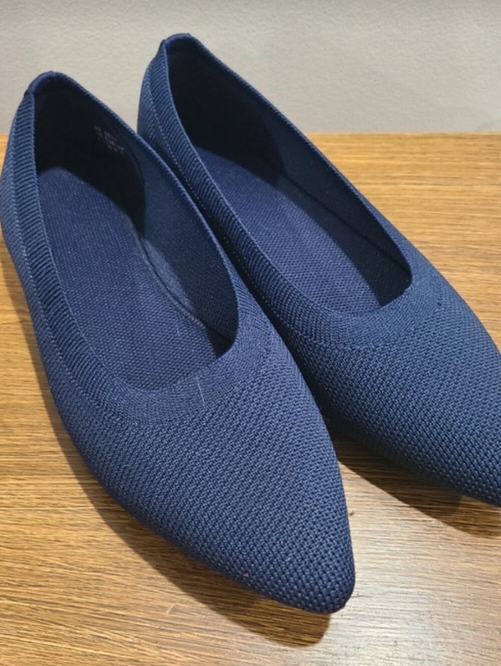New Navy Stretch Fabric Flats Slip On Shoes Navy 8.5
